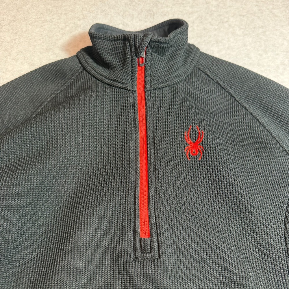 Spyder 1/4 Zip Waffle Knit Jacket Womens M Black Red Pullover Fleece Lining - Picture 5 of 13